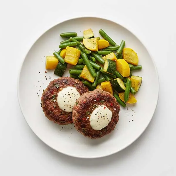 Italian beef patties with Squash and Bean medley